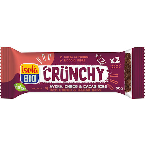 Crunchy, barretta bio, avena e cioccolato - Isola Bio